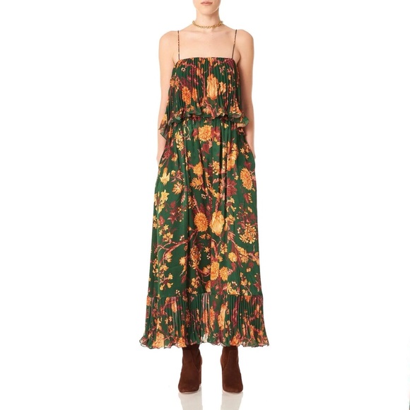 AMUR Green Floral Midi Dress - Picture 1 of 5